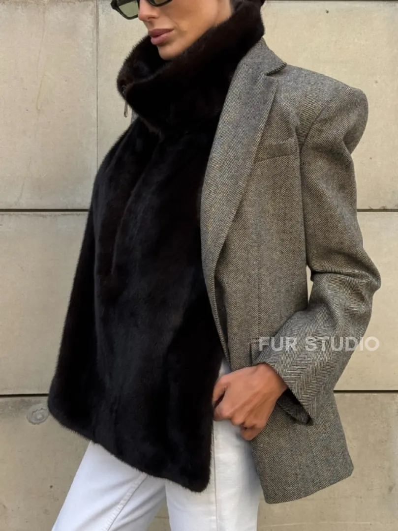 Норковая манишка женская - фото 1