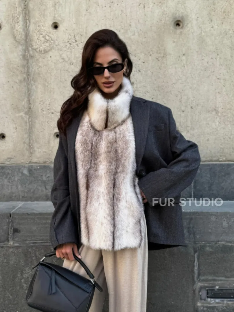 Женская манишка из норки крестовки - фото 14