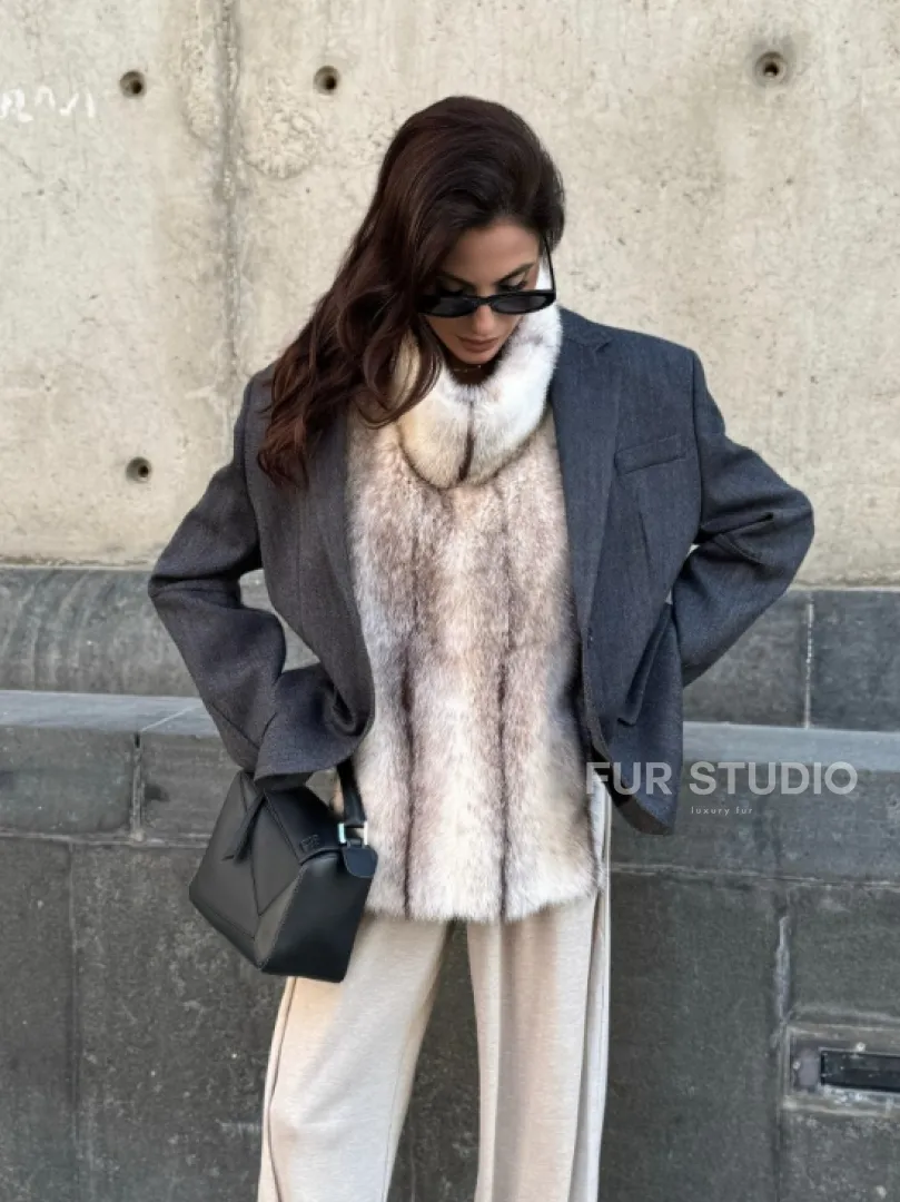 Женская манишка из норки крестовки