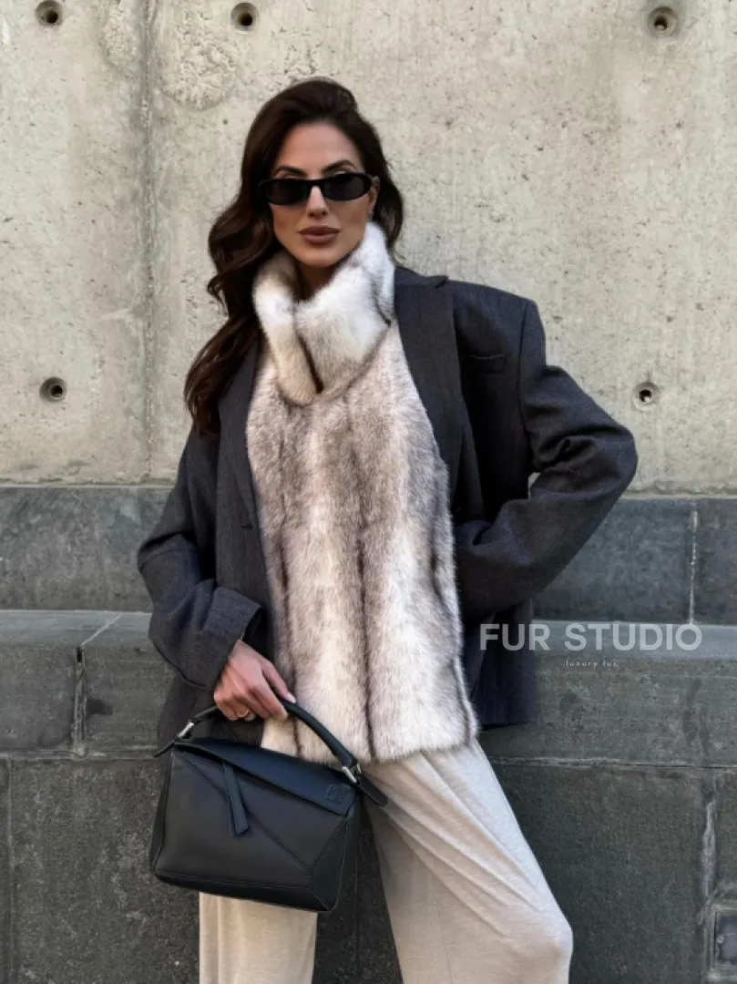 Женская манишка из норки крестовки