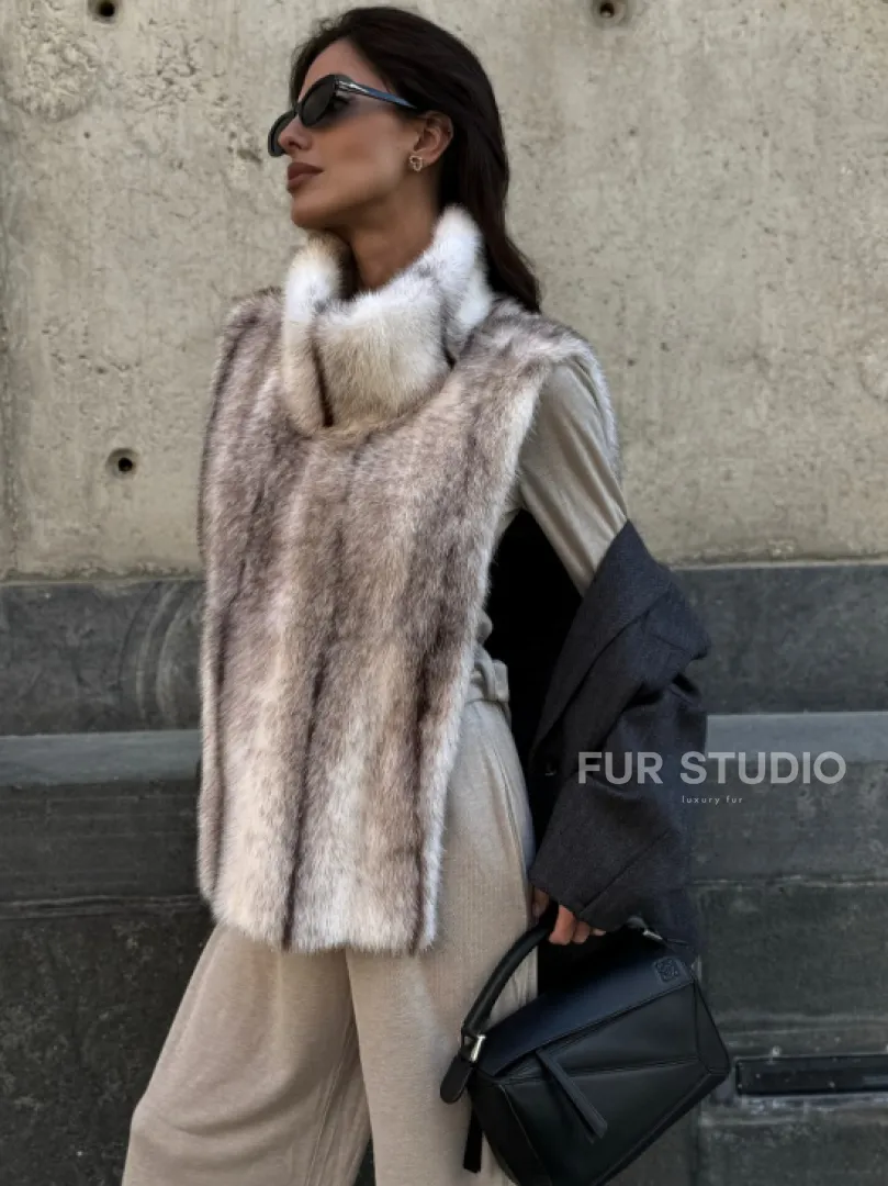 Женская манишка из норки крестовки - фото 4