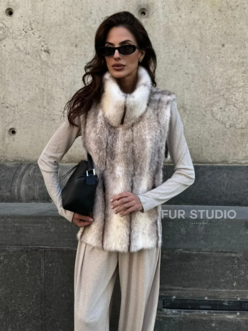 Женская манишка из норки крестовки