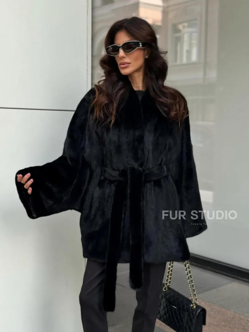 Черная шуба из аукционного меха норки SAGA FURS - фото 9