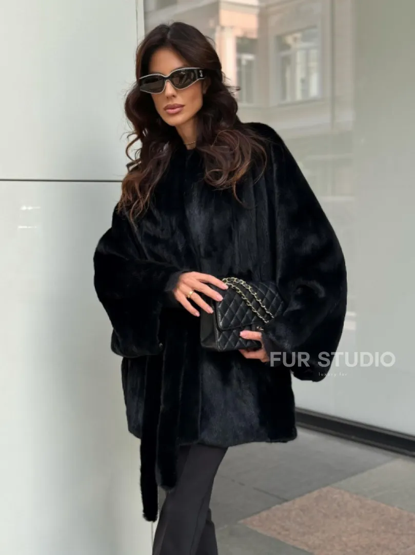 Черная шуба из аукционного меха норки SAGA FURS - фото 8