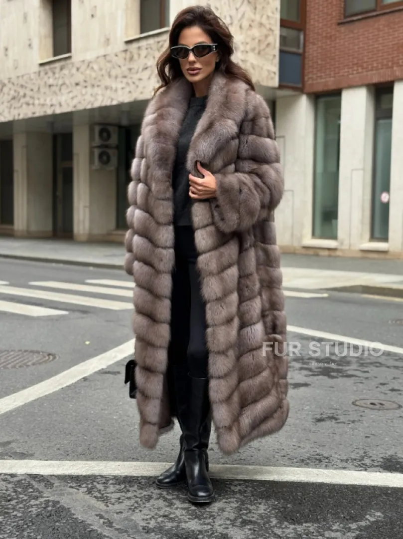 Шуба из меха куницы в цвете Truffle - фото 6