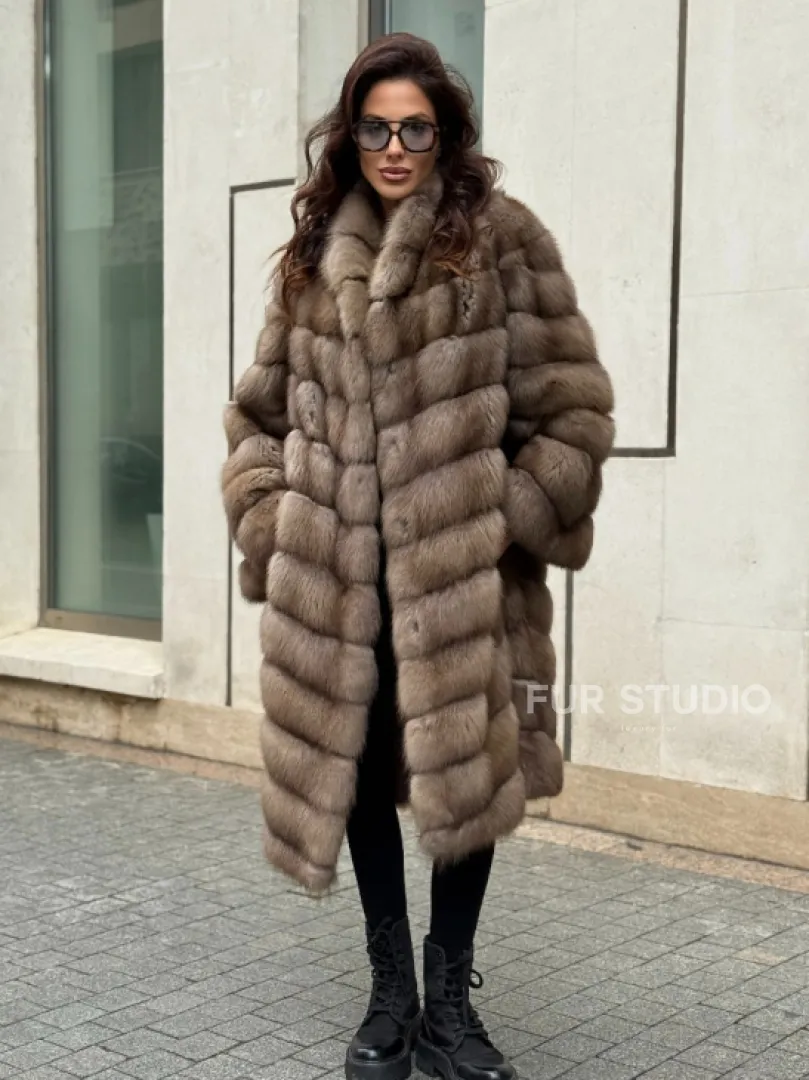 Шуба из натуральной куницы