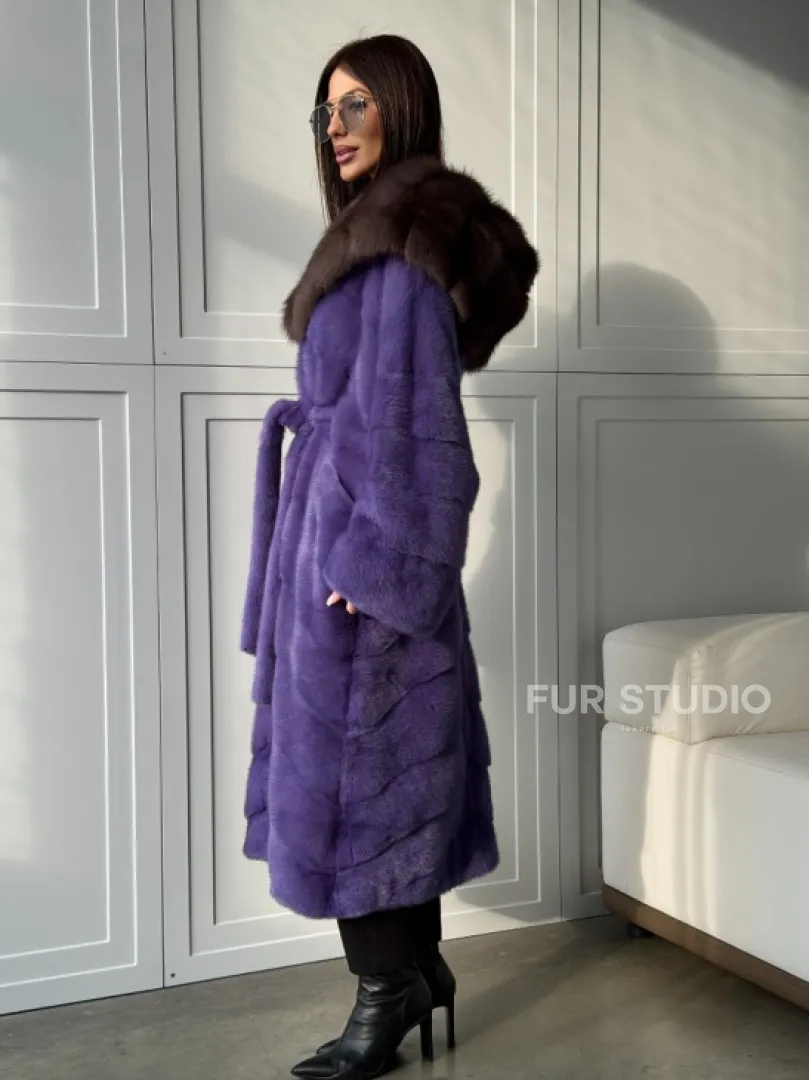 Фиолетовая норковая шуба - фото 13