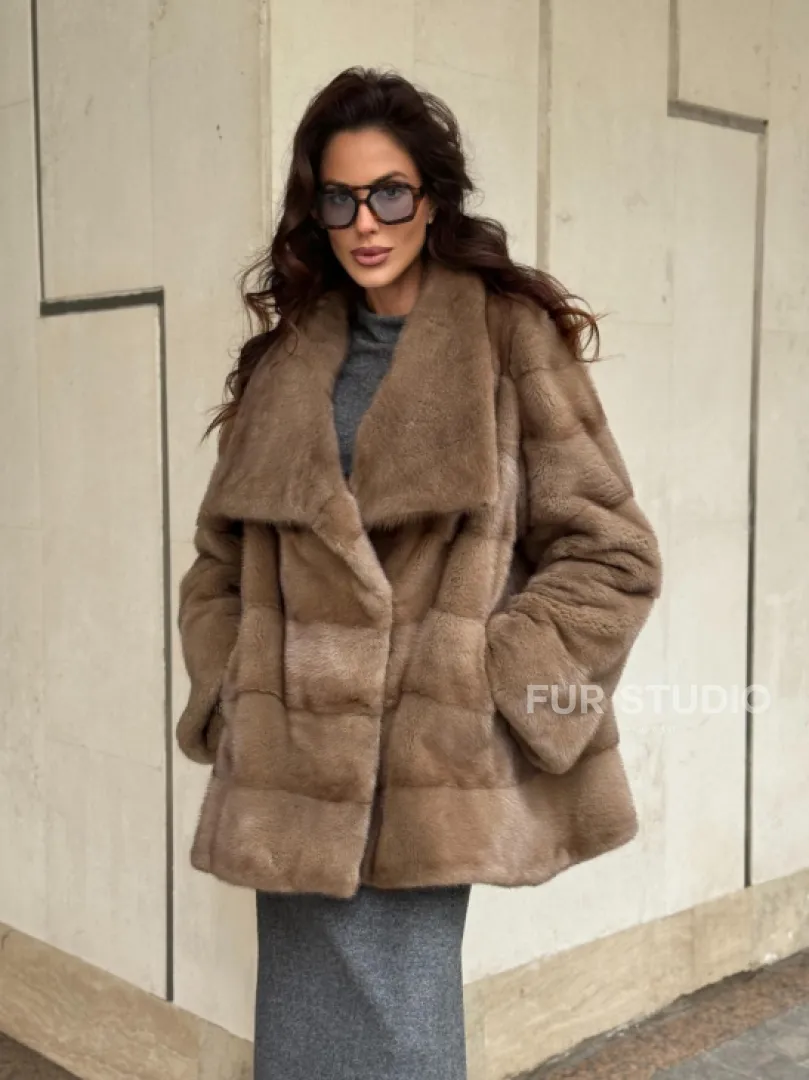 Норковая шуба бежевая