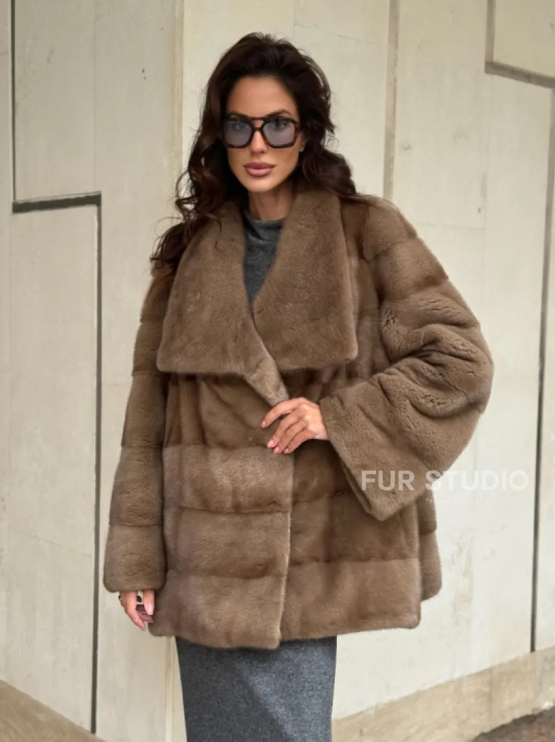 Норковая шуба бежевая