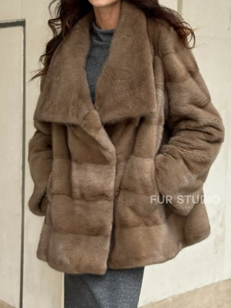 Норковая шуба бежевая - фото 4