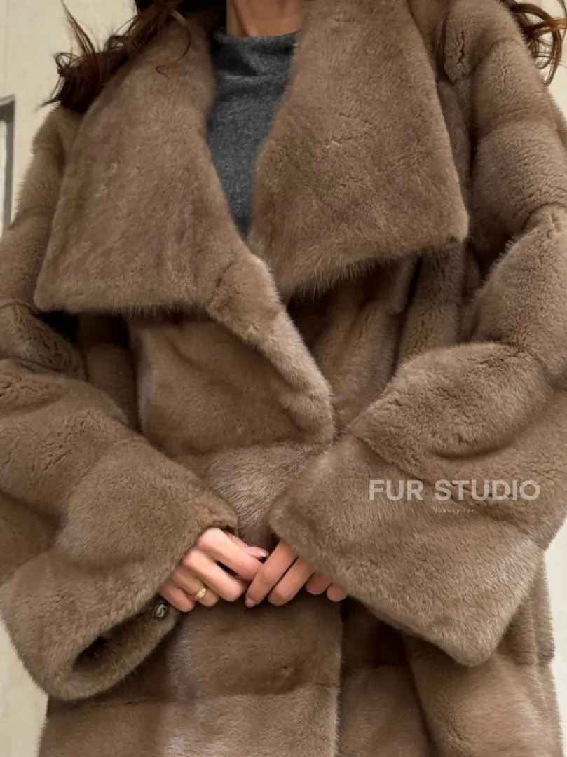 Норковая шуба бежевая