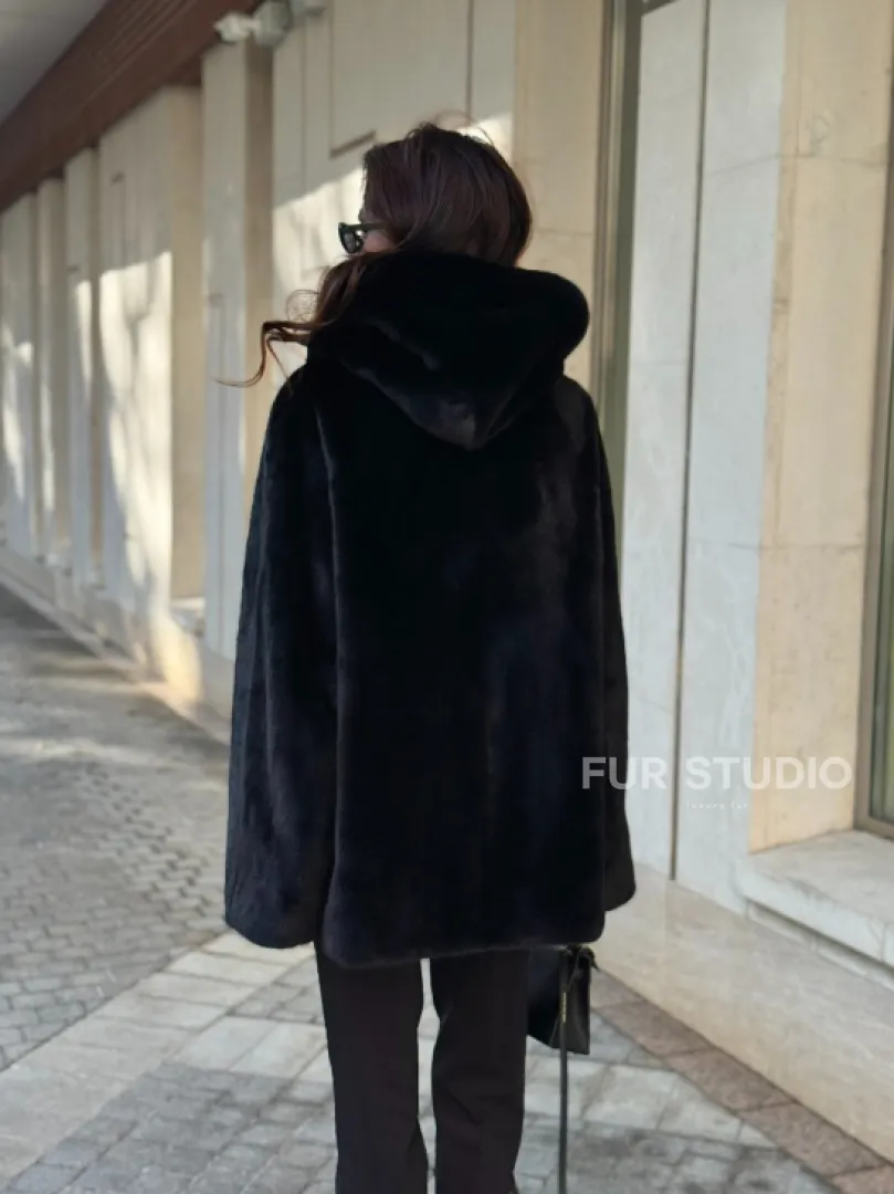 Шуба куртка из норки - черная - фото 9