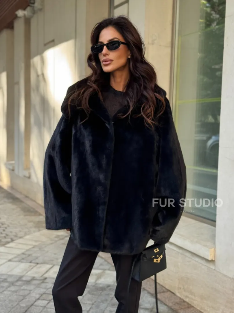 Шуба куртка из норки - черная - фото 6