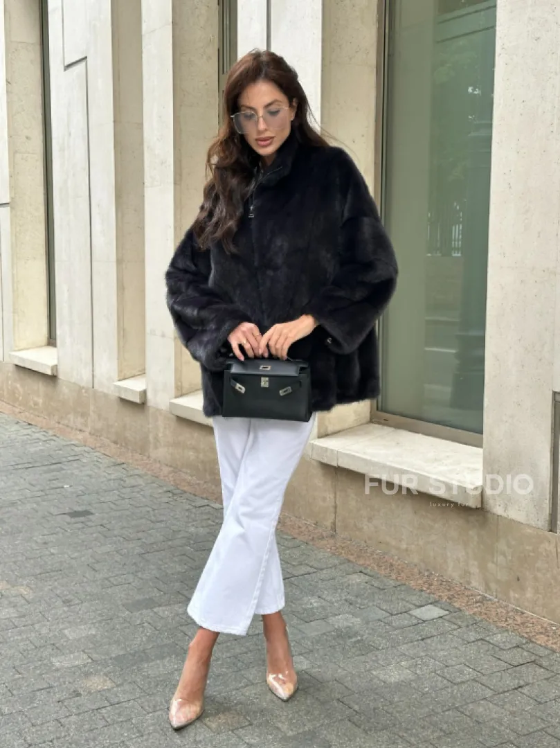 Норковый полушубок - графит