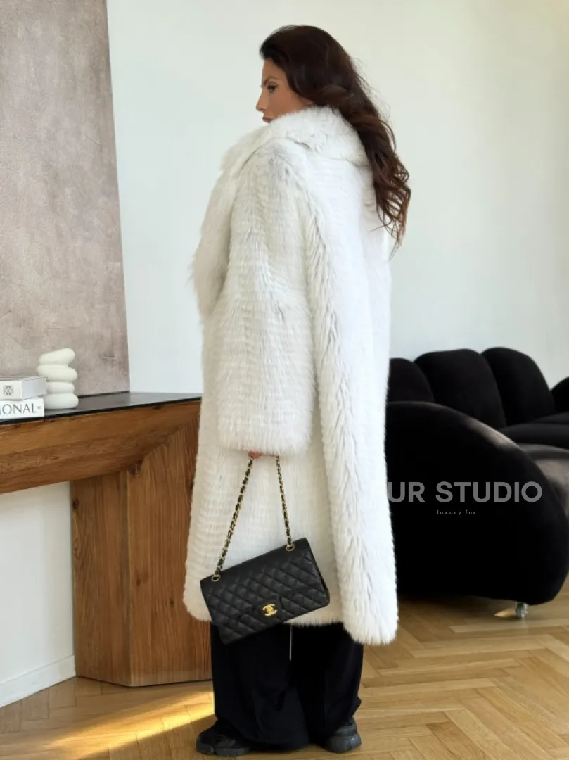 Шуба из белой арктической лисы - пошив в роспуск - фото 6