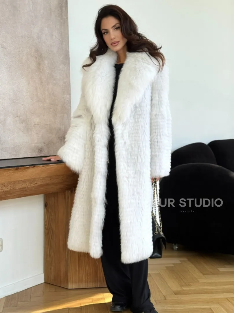Шуба из белой арктической лисы - пошив в роспуск - фото 4