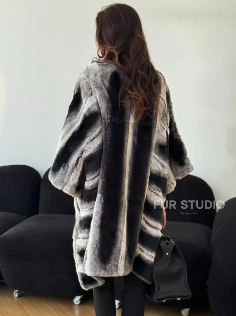Шуба из кролика рекс - серая