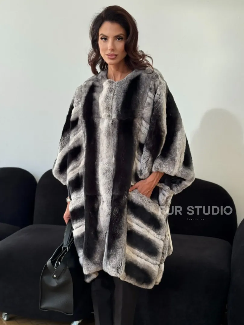 Шуба из кролика рекс - серая