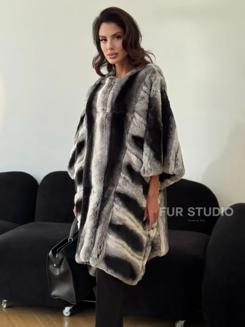 Шуба из кролика рекс - серая