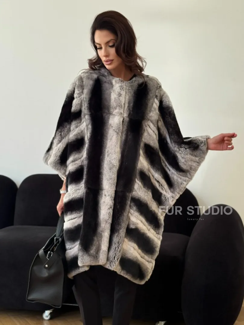 Шуба из кролика рекс - серая - фото 6