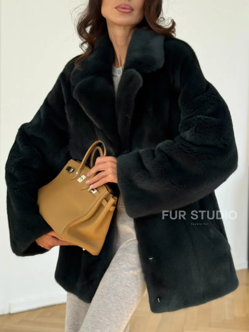 Шуба норковая темно-зеленая - фото 2