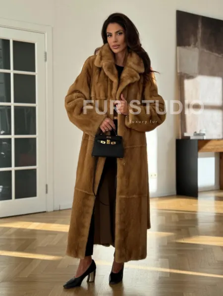 Золотая норковая шуба - фото 7