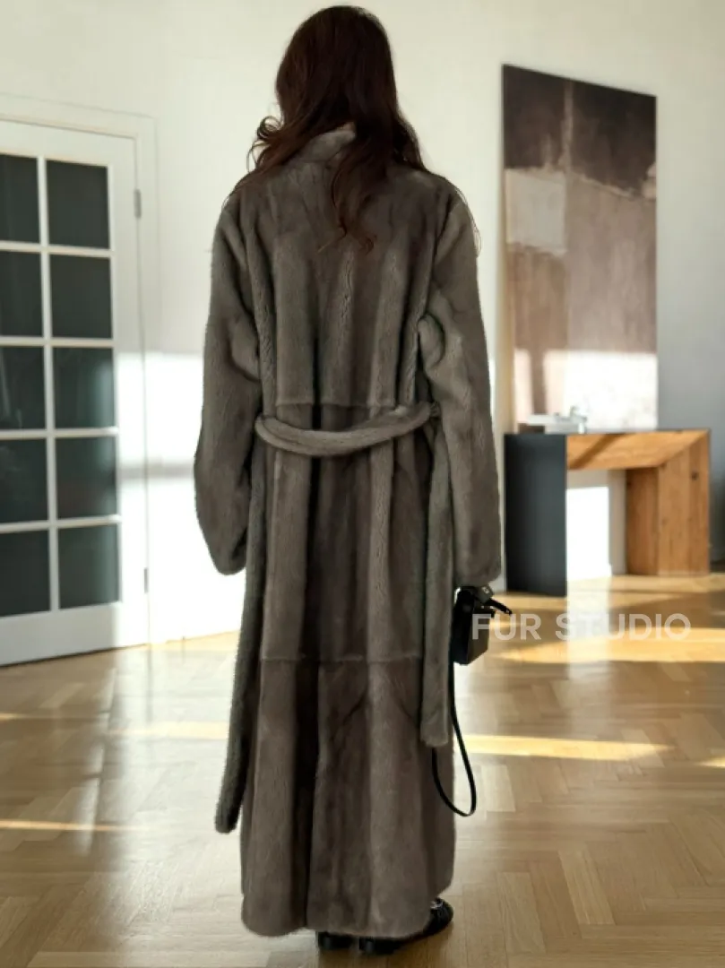 Норковая шуба серая длинная SILVER PREMIUM - фото 2