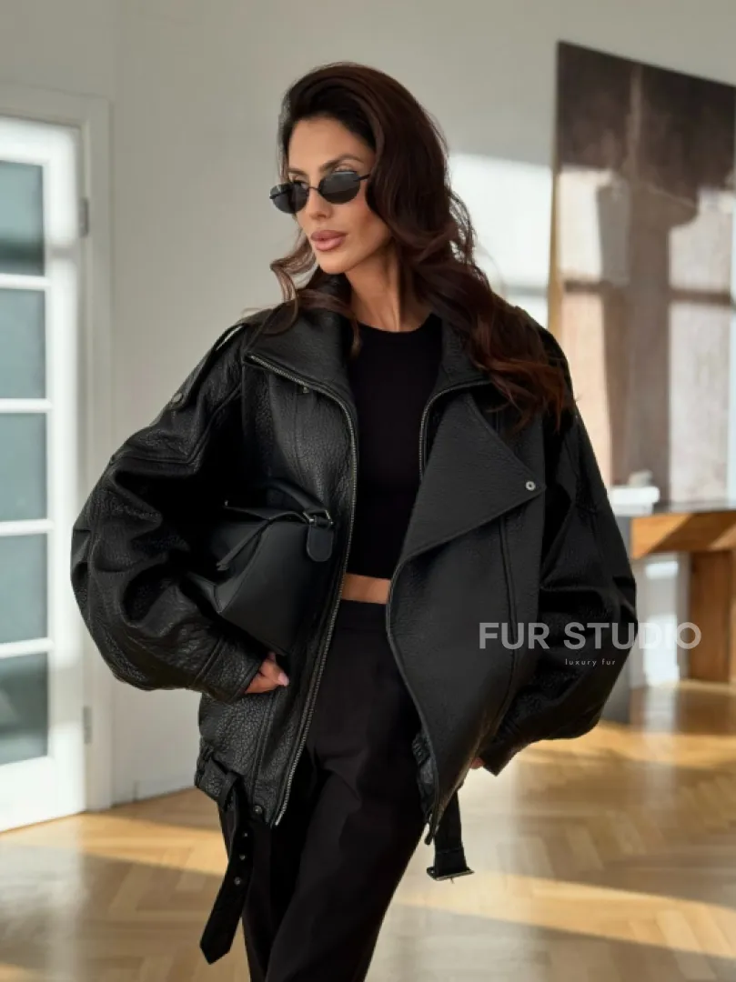 Черная кожаная куртка - фото 8