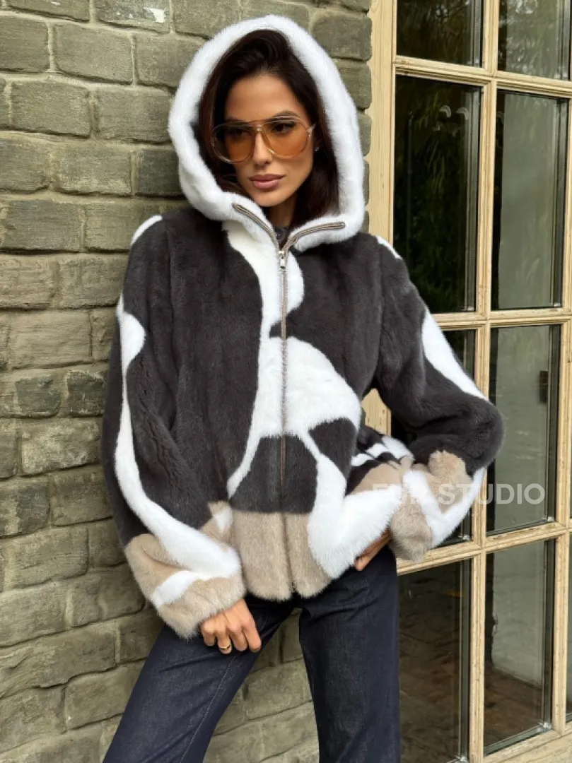 Норковая куртка с капюшоном - фото 2