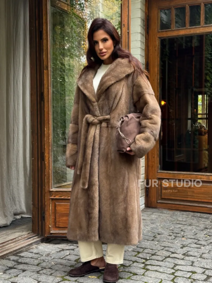 Шуба норковая с капюшоном - цвет пастель - фото 9