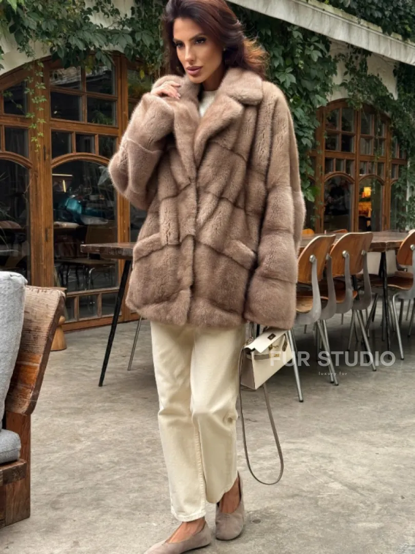 Шуба норковая автоледи - пастель - фото 2