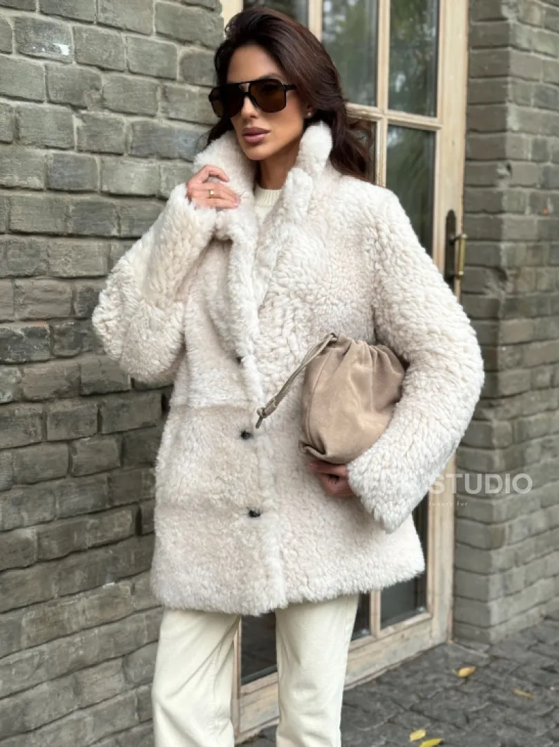 Женская дубленка - мех тиградо - фото 5