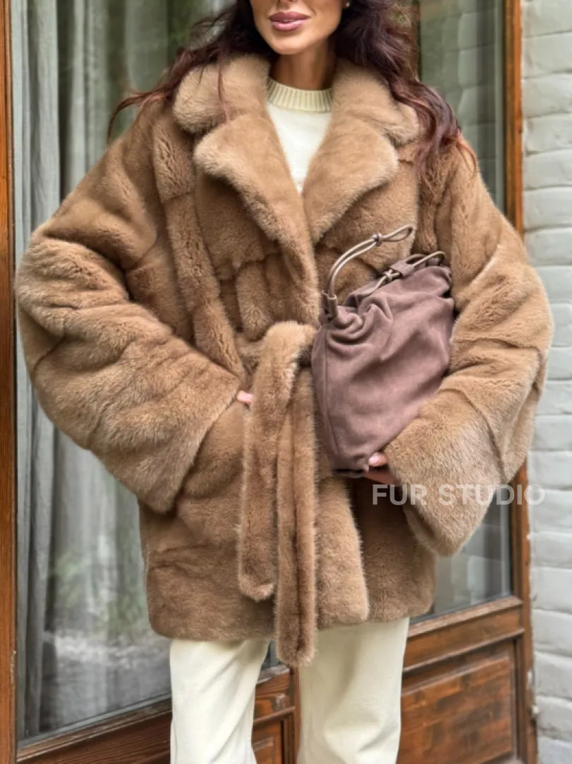 Полушубок норковый (бежевый)