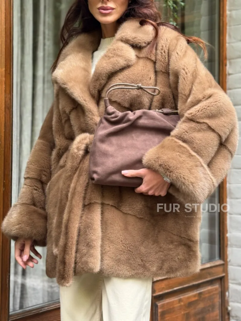 Полушубок норковый (бежевый) - фото 3