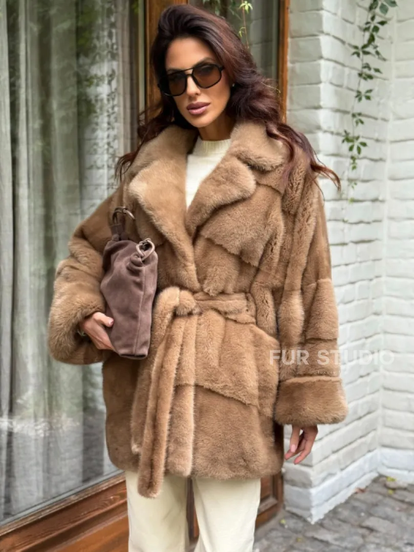 Полушубок норковый (бежевый)