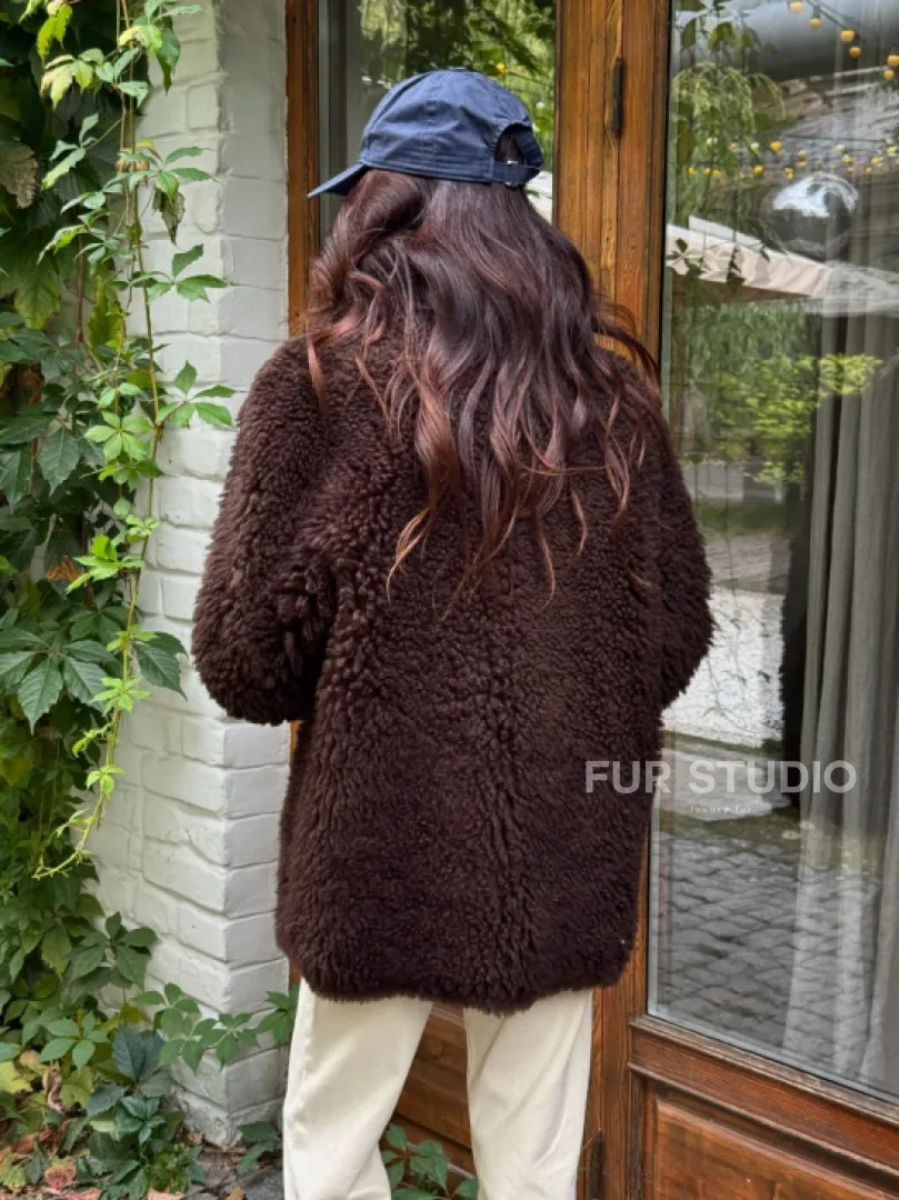 Дубленка двухсторонняя женская - цвет коричневый - фото 7