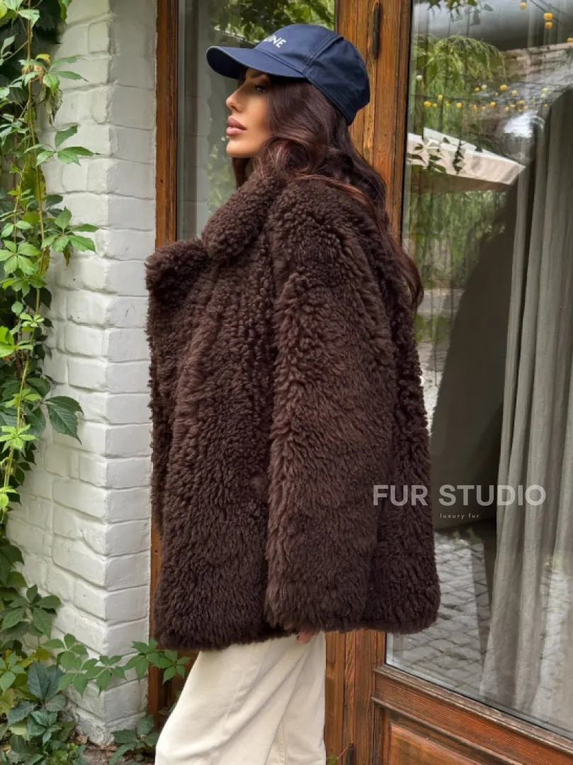 Дубленка двухсторонняя женская - цвет коричневый - фото 5