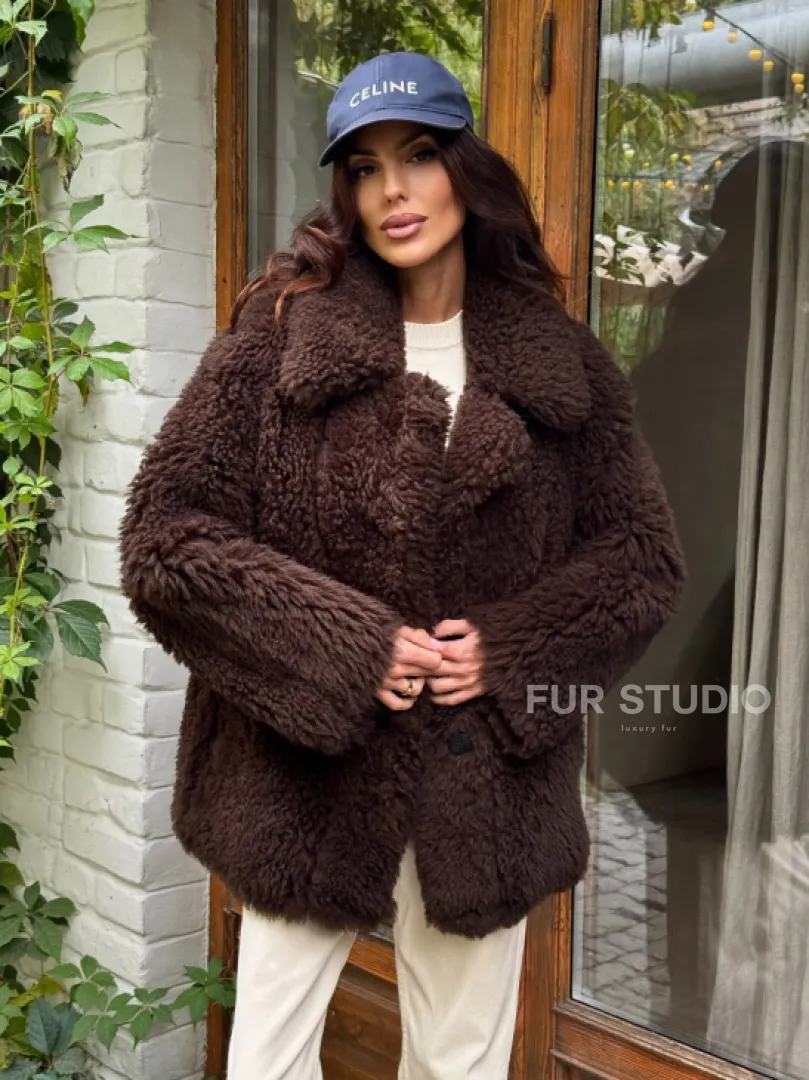 Дубленка двухсторонняя женская - цвет коричневый - фото 6