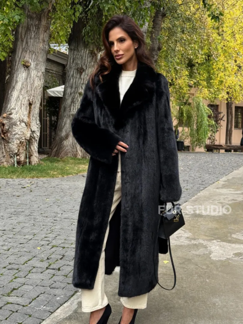 Черная норковая шуба - фото 7