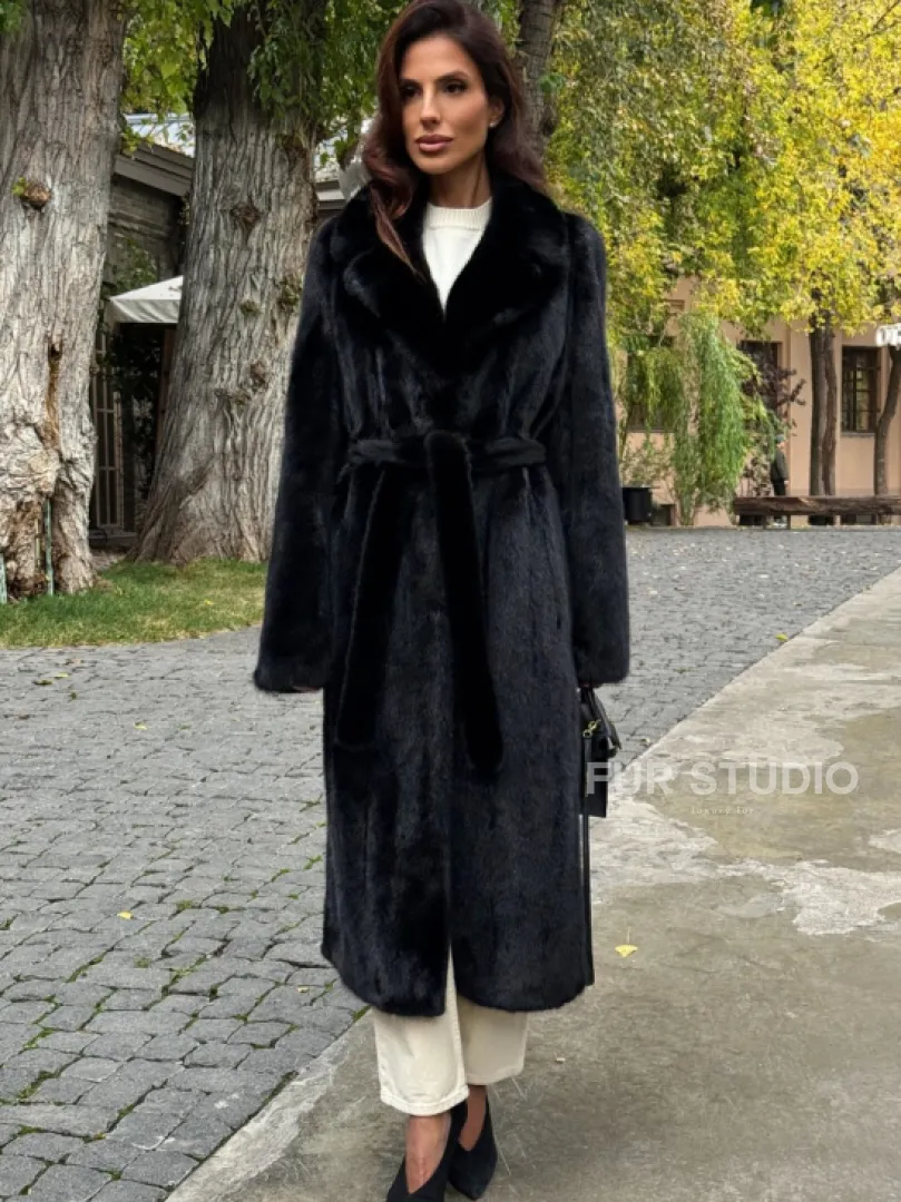 Черная норковая шуба