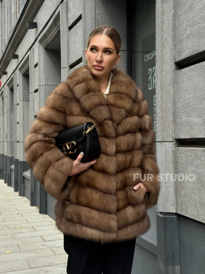 Шуба из куницы с воротником шаль - фото 15