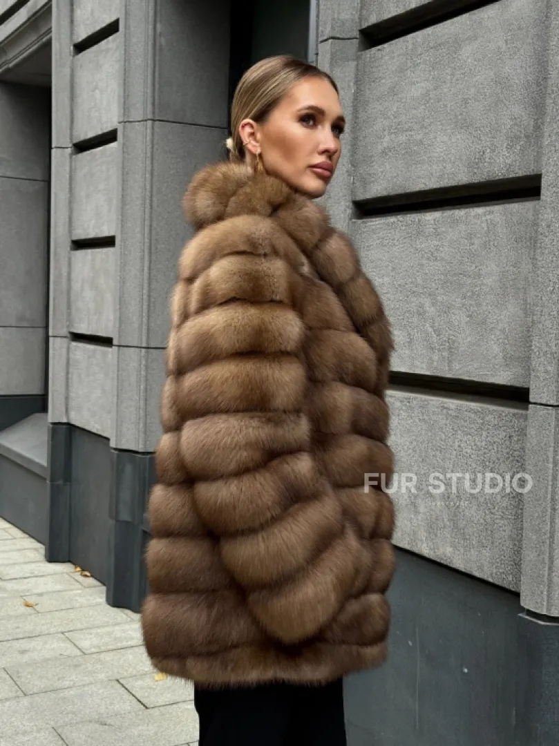 Шуба из куницы с воротником шаль - фото 11