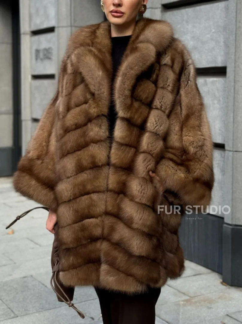 Шуба из куницы оверсайз