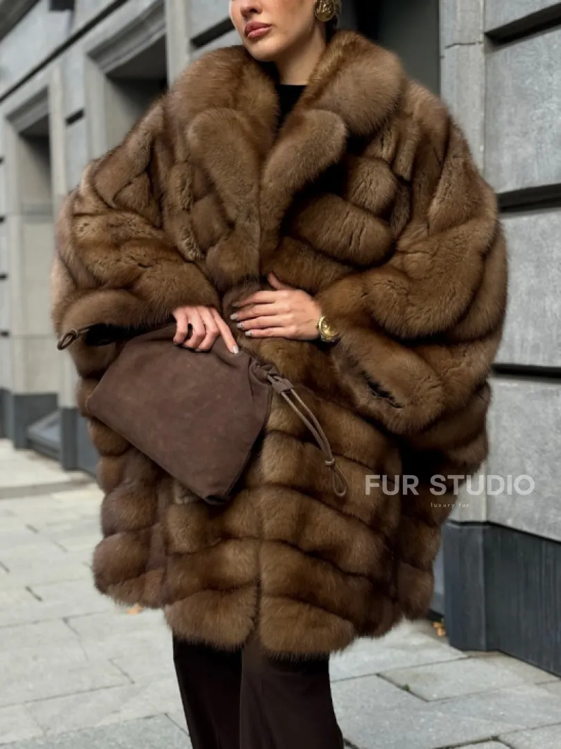 Шуба из куницы оверсайз