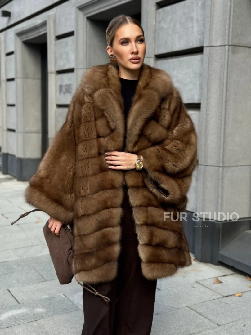 Шуба из куницы оверсайз