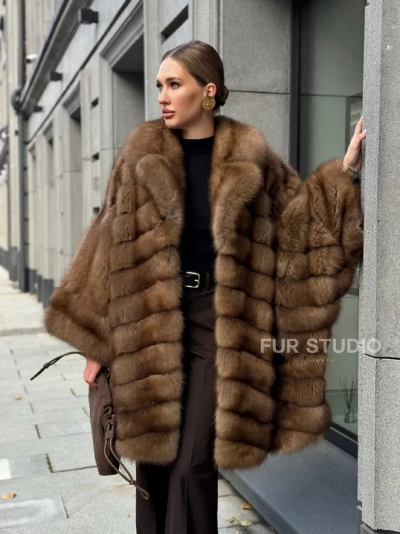 Шуба из куницы оверсайз