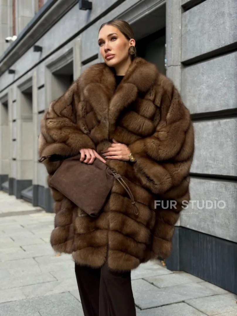 Шуба из куницы оверсайз