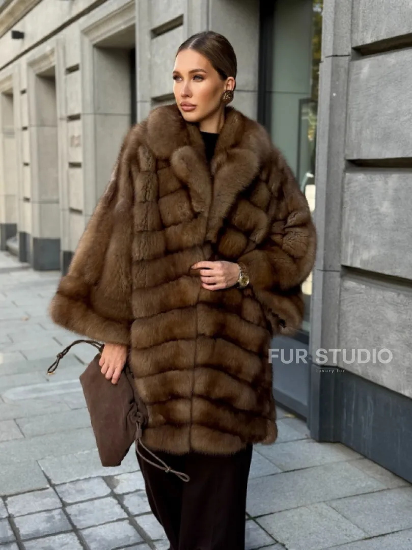 Шуба из куницы оверсайз