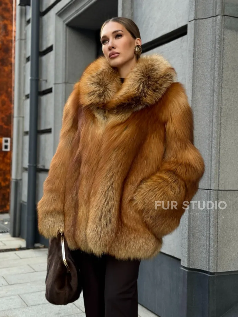 Шуба из лисы - рыжая - фото 9