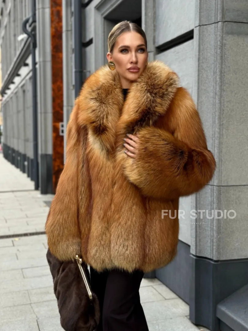 Шуба из лисы - рыжая - фото 12